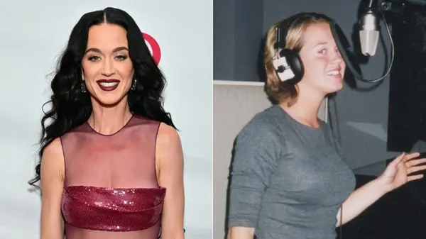 Katy Perry with dark black and blond hair