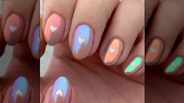 Iridescent rainbow nails