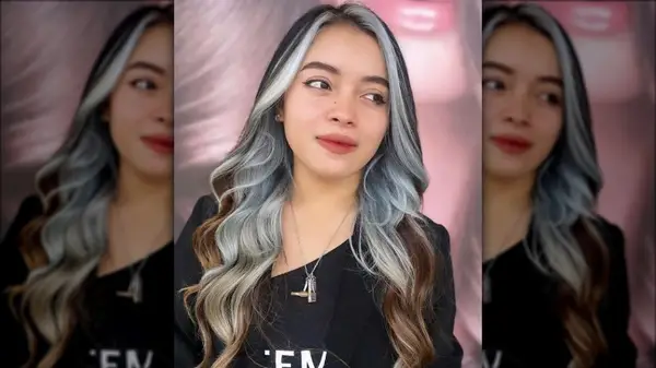 Icy blue hair face frame