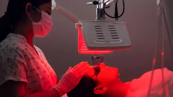 Light therapy by aesthetician