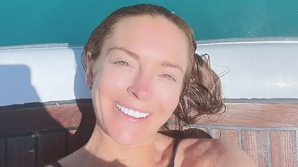 Lindsay Lohan on a boat without makeup