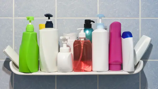 Hair products in bathroom