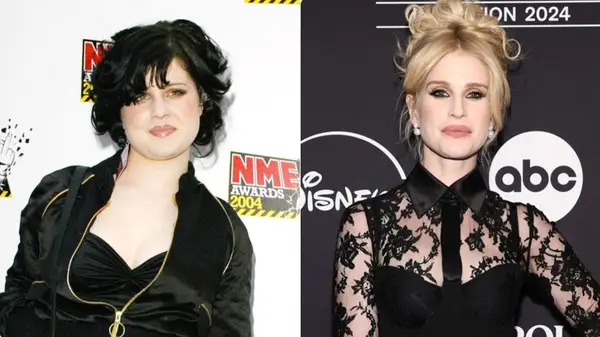 Kelly Osbourne in 2004 and in 2020, side by side photos