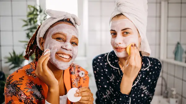 women doing skincare