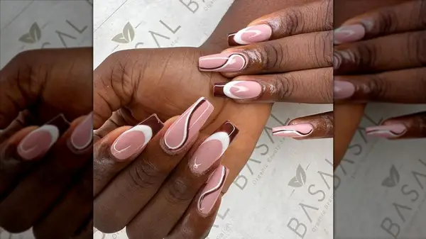white and brown french manicure