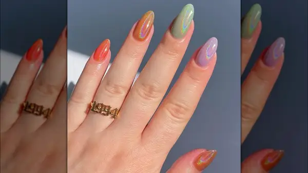 Rainbow chrome nails