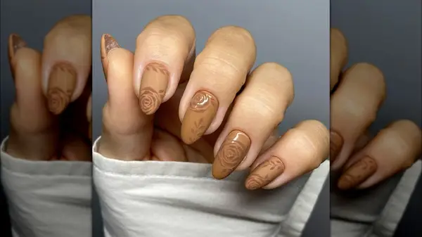 Floral latte nails