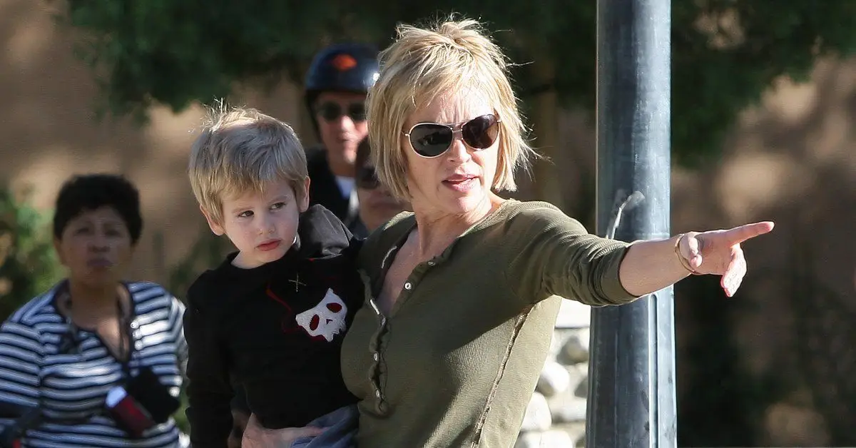 La giovane Sharon Stone e il figlio Laird