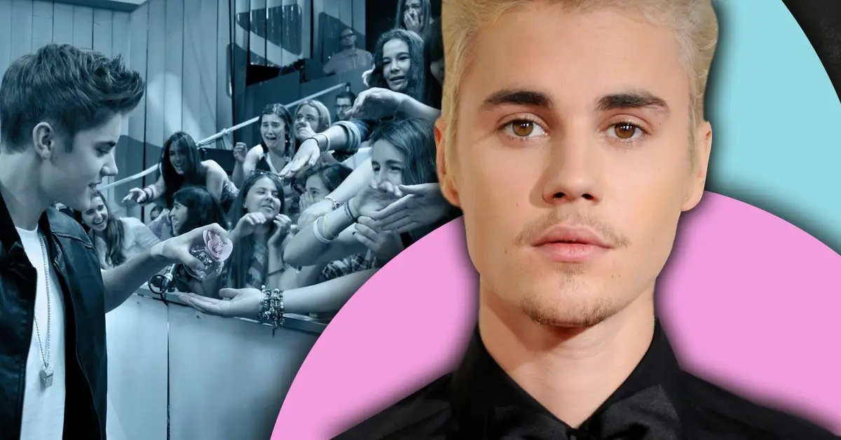 Justin Bieber con i suoi fan firmano autografi