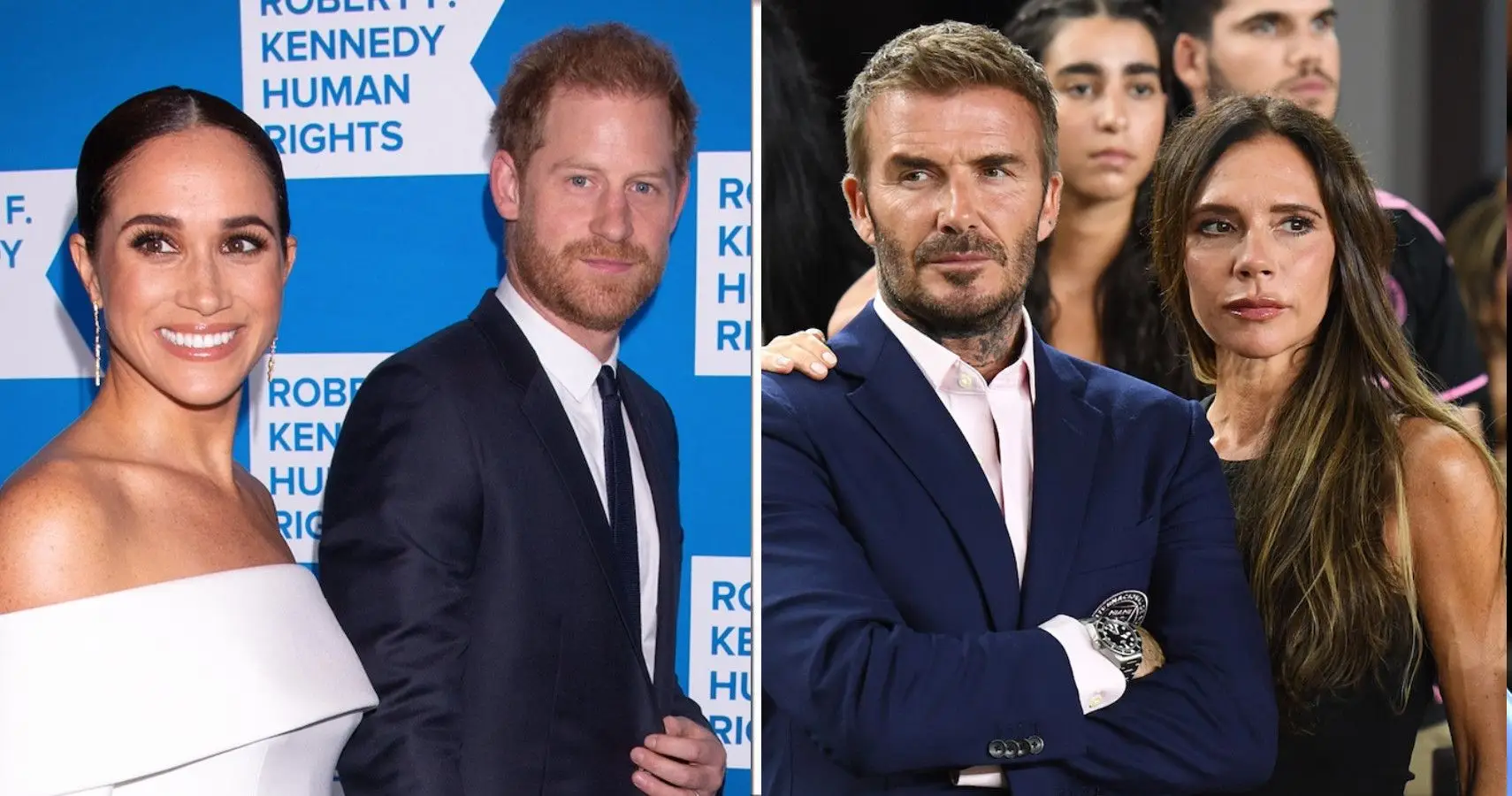 메건 마클과 해리 왕자와 함께 있는 데이비드와 빅토리아 베컴