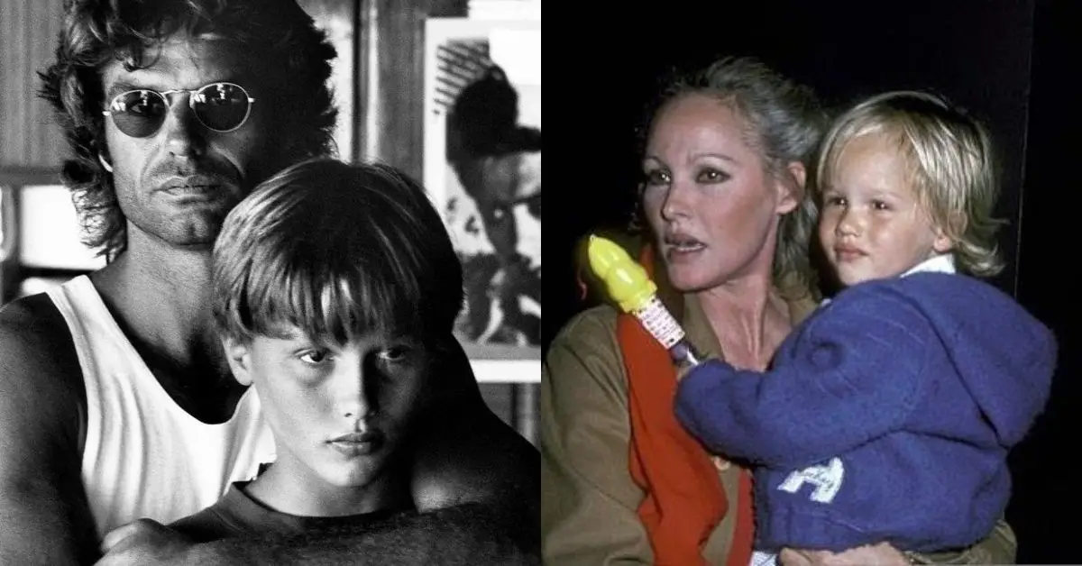 Dimitri Hamlin jako dítě s otcem Harrym Hamlinem a matkou Ursulou Andress