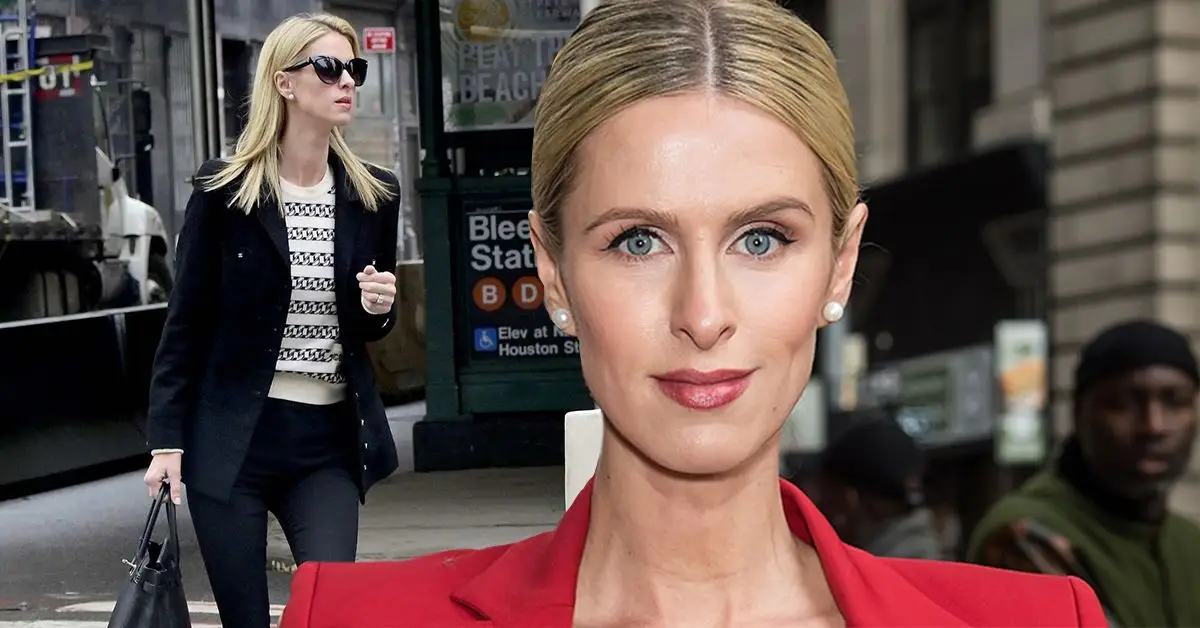 Nicky Hilton Rothschild anda pelas ruas de Nova York usando óculos escuros