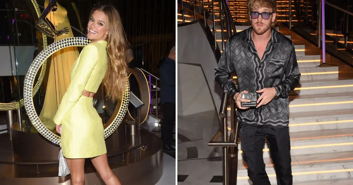 ニーナ・アグダルとローガン・ポールの分割画像