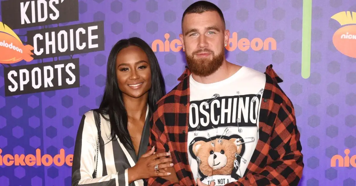 Travis Kelce와 Kayla Nicole이 2018년 7월 19일 캘리포니아주 산타모니카의 The Barker Hanger에서 Houston Chris Paul이 주최하는 Nickelodeon의 Kids' Choice Sports 2018에 참석합니다.