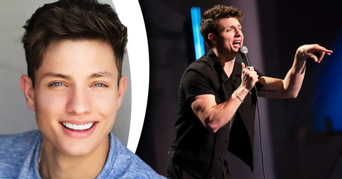 Matt Rife primo piano/Matt Rife si esibisce in piedi