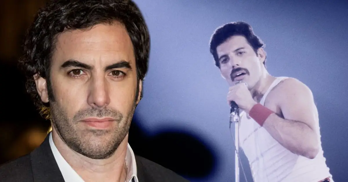 Sacha Baron Cohen a Freddie Mercury spievajúci Bohemian Rhapsody
