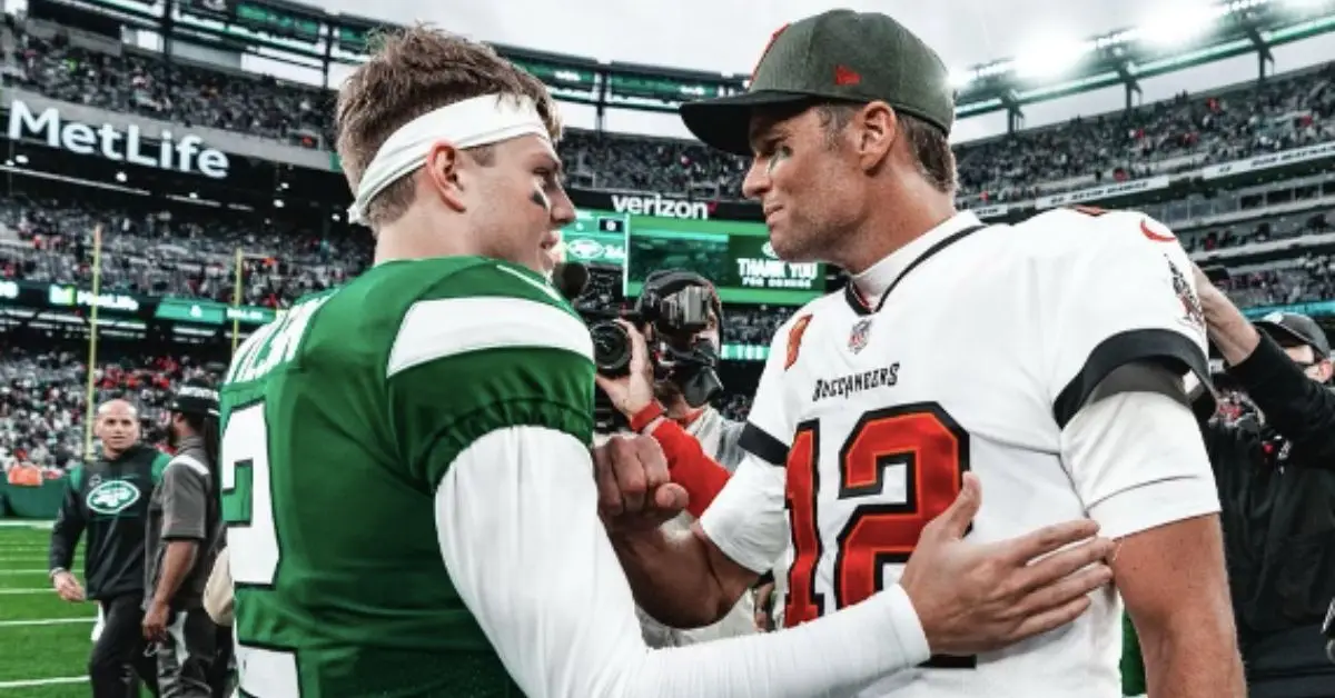 Zach Wilson e Tom Brady conversando