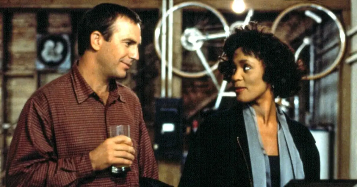 Kevin Costner und Whitney Houston in „The Bodyguard“.