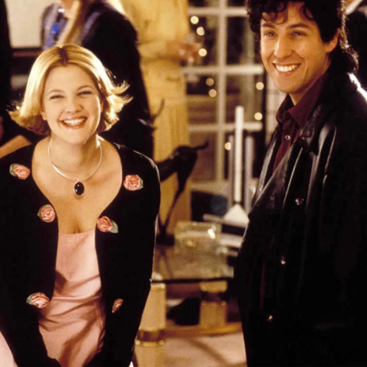 desenhou Barrymore Adam Sandler sorrindo no filme do cantor de casamento