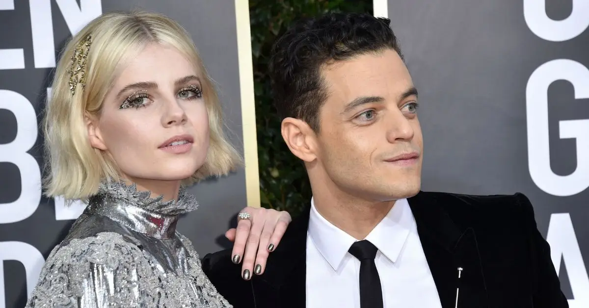 Lucy Boynton og Rami Malek under den 77. Golden Globe Awards Red Carpet