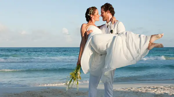Couple celebrating their wedding