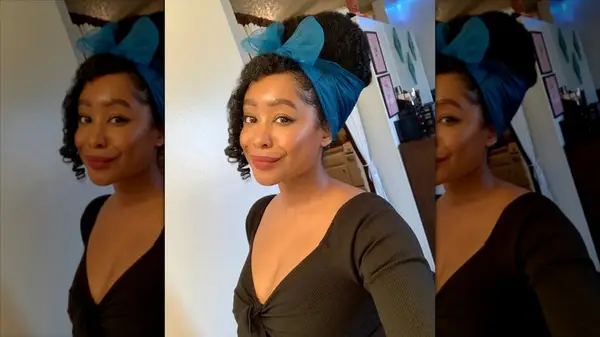 A woman with a beehive hairstyle