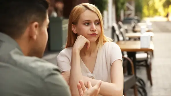 Woman on a date unpleased