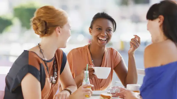 Friends enjoying a lunch