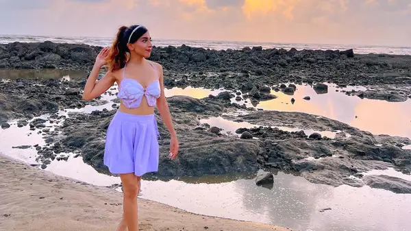 Woman wearing a butterfly top