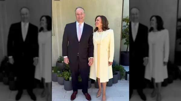 Kamala Harris wearing butter yellow ensemble
