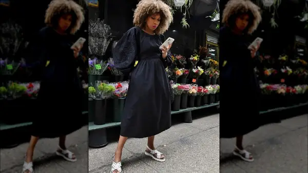 Woman in black dress 