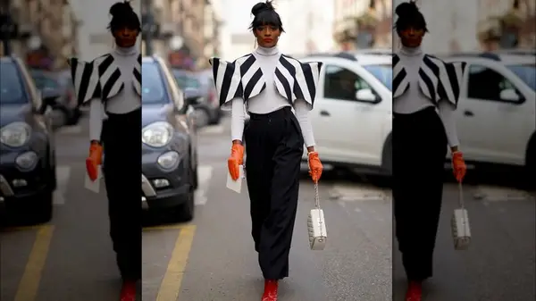 Woman in leather gloves 