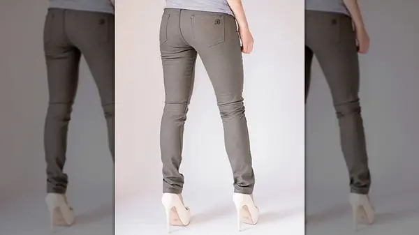 A woman wearing Bullet Blues jeans