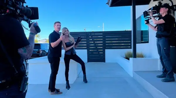 Christina Haack filming on set