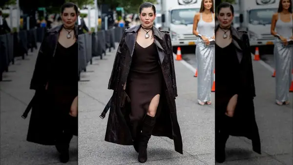 Woman in a brown dress 