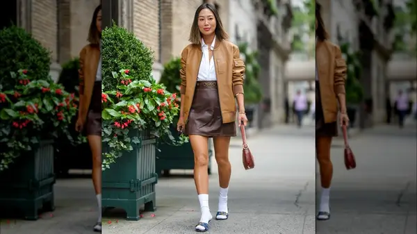 A woman in a mini skirt 