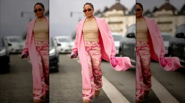 A woman in pink camo pants 