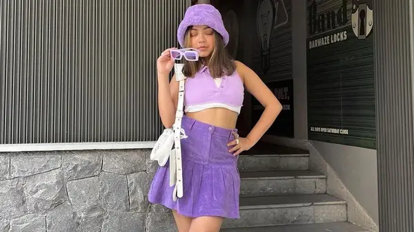 Woman wearing purple