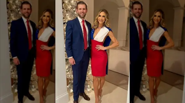 Lara Trump posing in a red, white, and blue dress