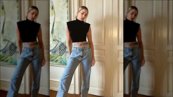 black shirt and jeans