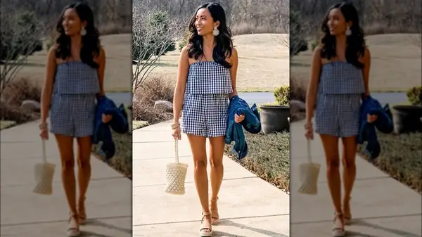 woman in romper and sandals