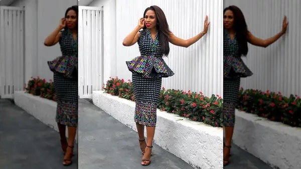 Wearing peplum dress