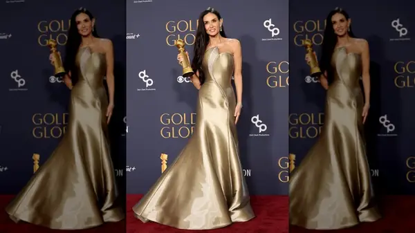 Demi Moore in Armani at the 2025 golden globes