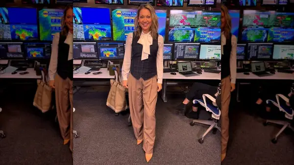 Ginger Zee posing in baggy pants