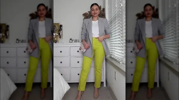 Yellow jeans with blazer