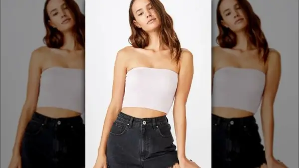 Woman in a white tube top 