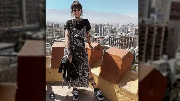 Black and white dress with sneakers