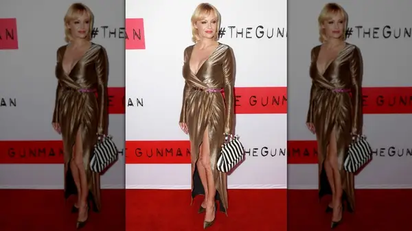 Pamela Anderson at The Gunman premiere 2015
