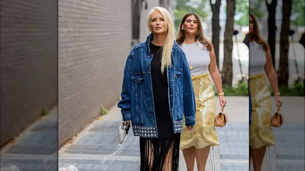 A woman wearing a denim jacket 