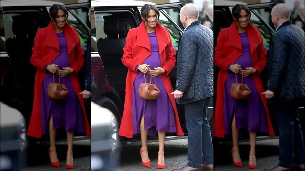 Meghan Markle in a purple dress